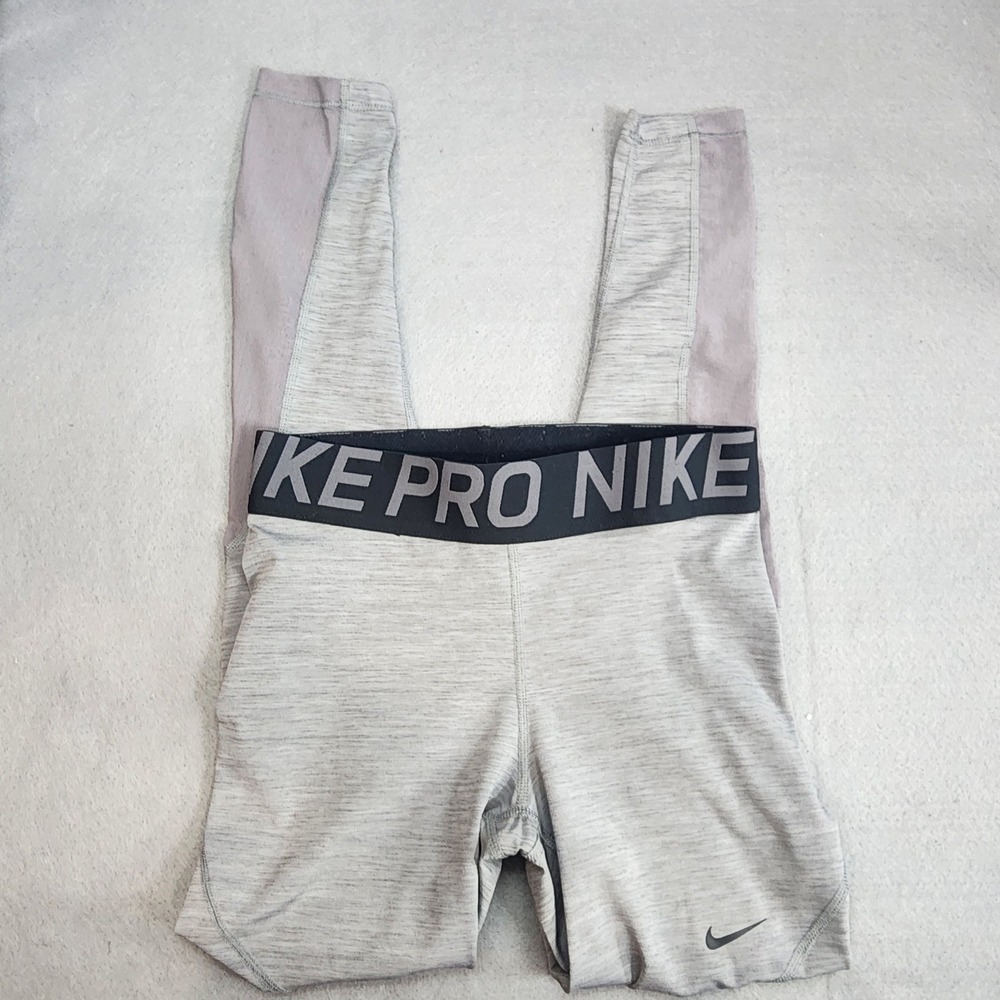 Nike‎ Pro Leggings Grey Dri-FIT Mesh Panel Activewear Womens M
